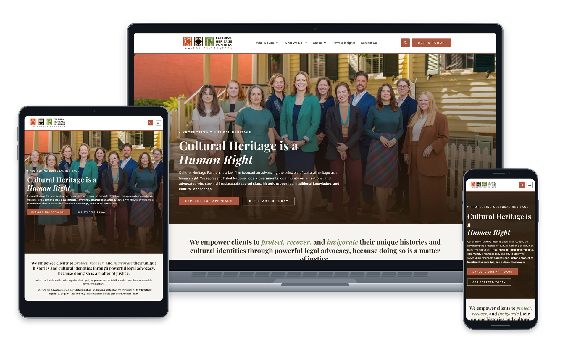 Cultural Heritage Partners website — device overview