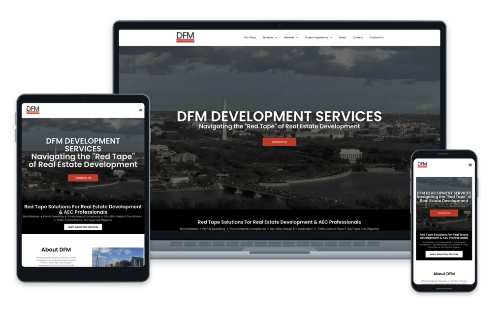 DFM Development Services website device overview