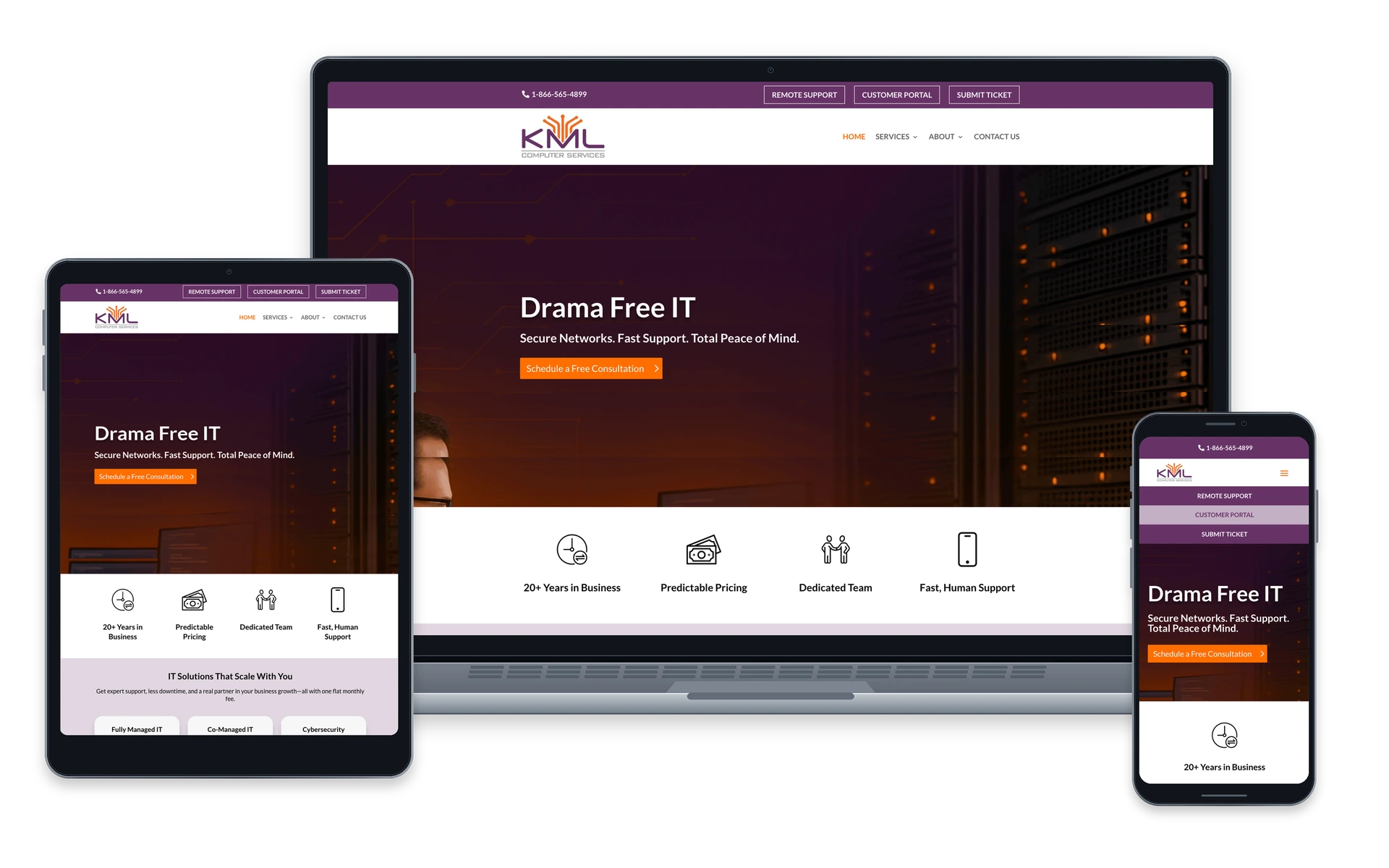 KML Computer Services website — device overview