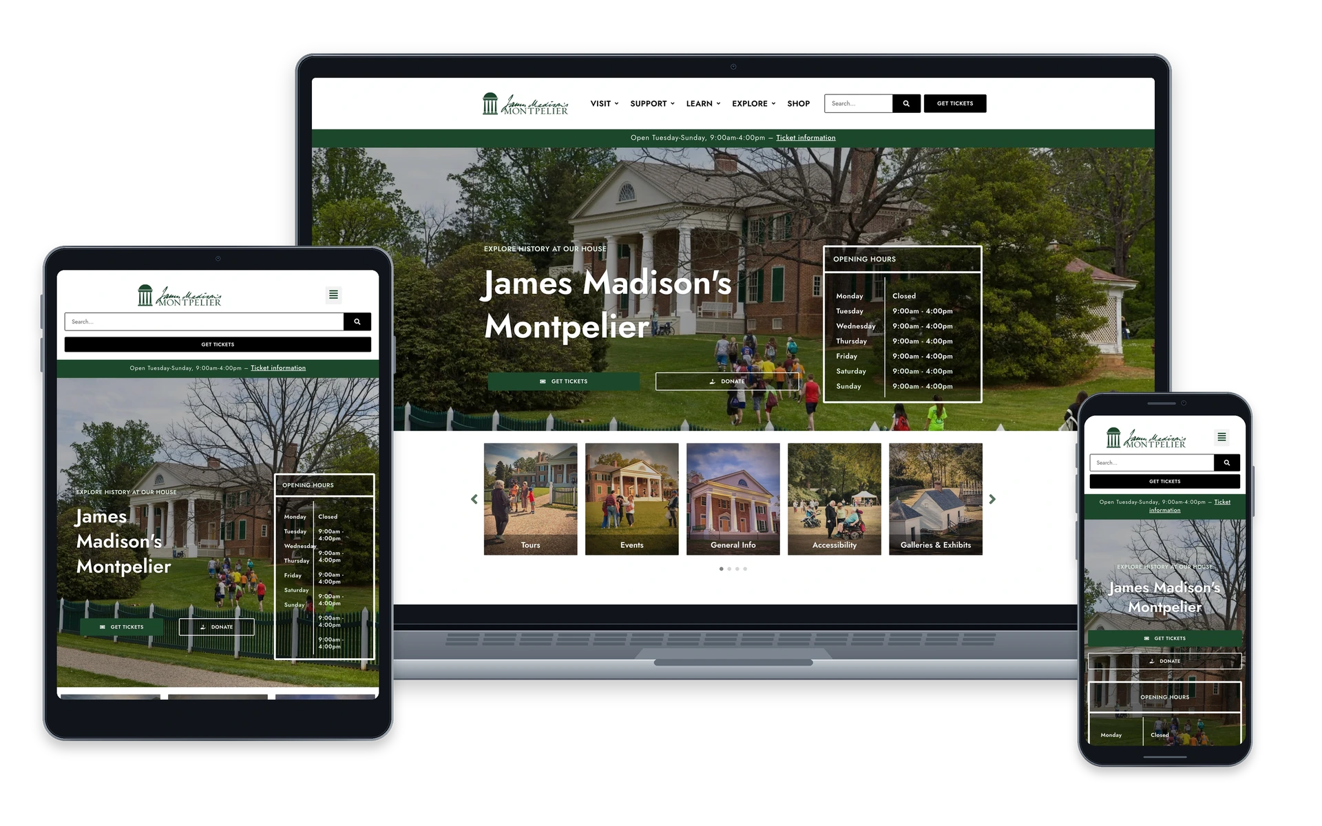 James Madison’s Montpelier website — device overview