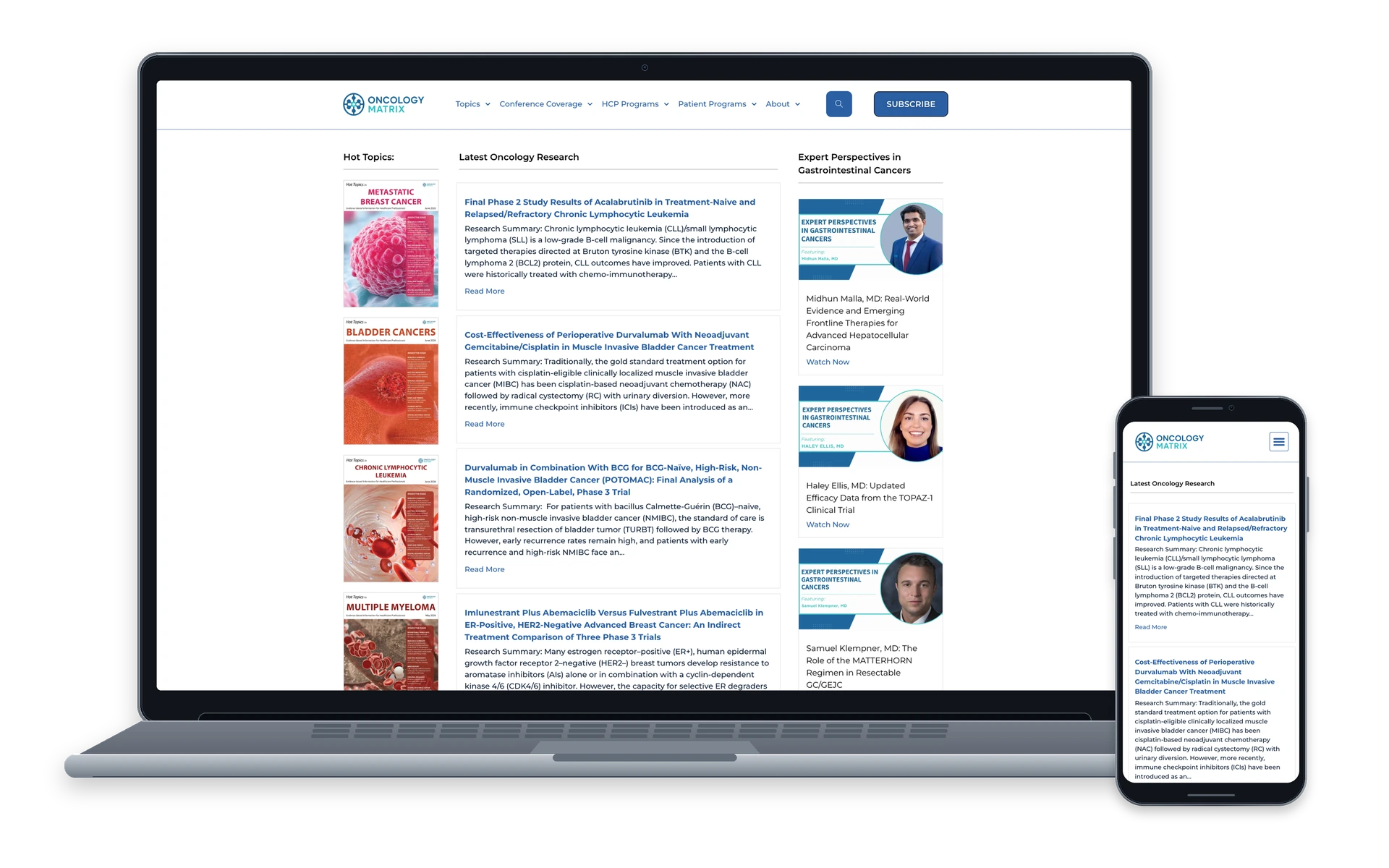 Oncology Matrix website — device overview