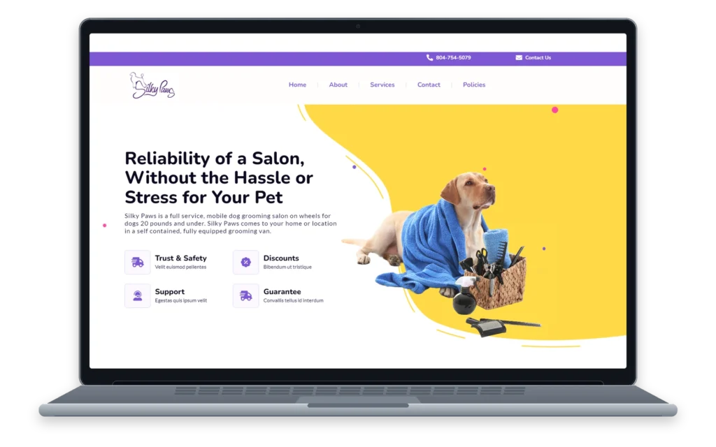 Silky Paws website device overview
