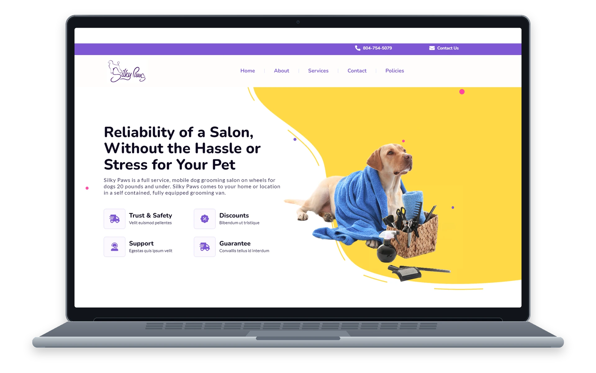 Silky Paws website — device overview
